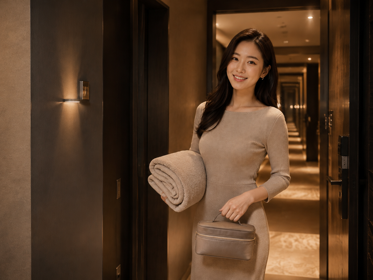 서울 신도림 방문 홈케어 일정을 준비하는 젊은 성인 한국 여성 관리사